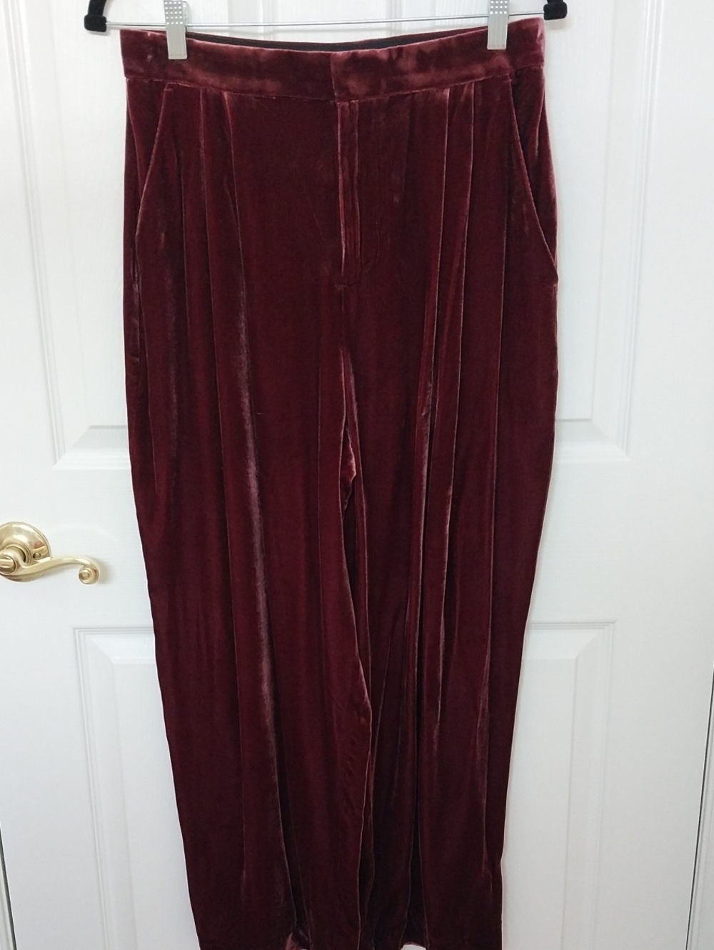 Banana Republic Burgundy Velvet Wide-Leg Pants
